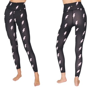 Spiritual Gangster Lightning‎ Bolt High Rise Black & Pink Leggings